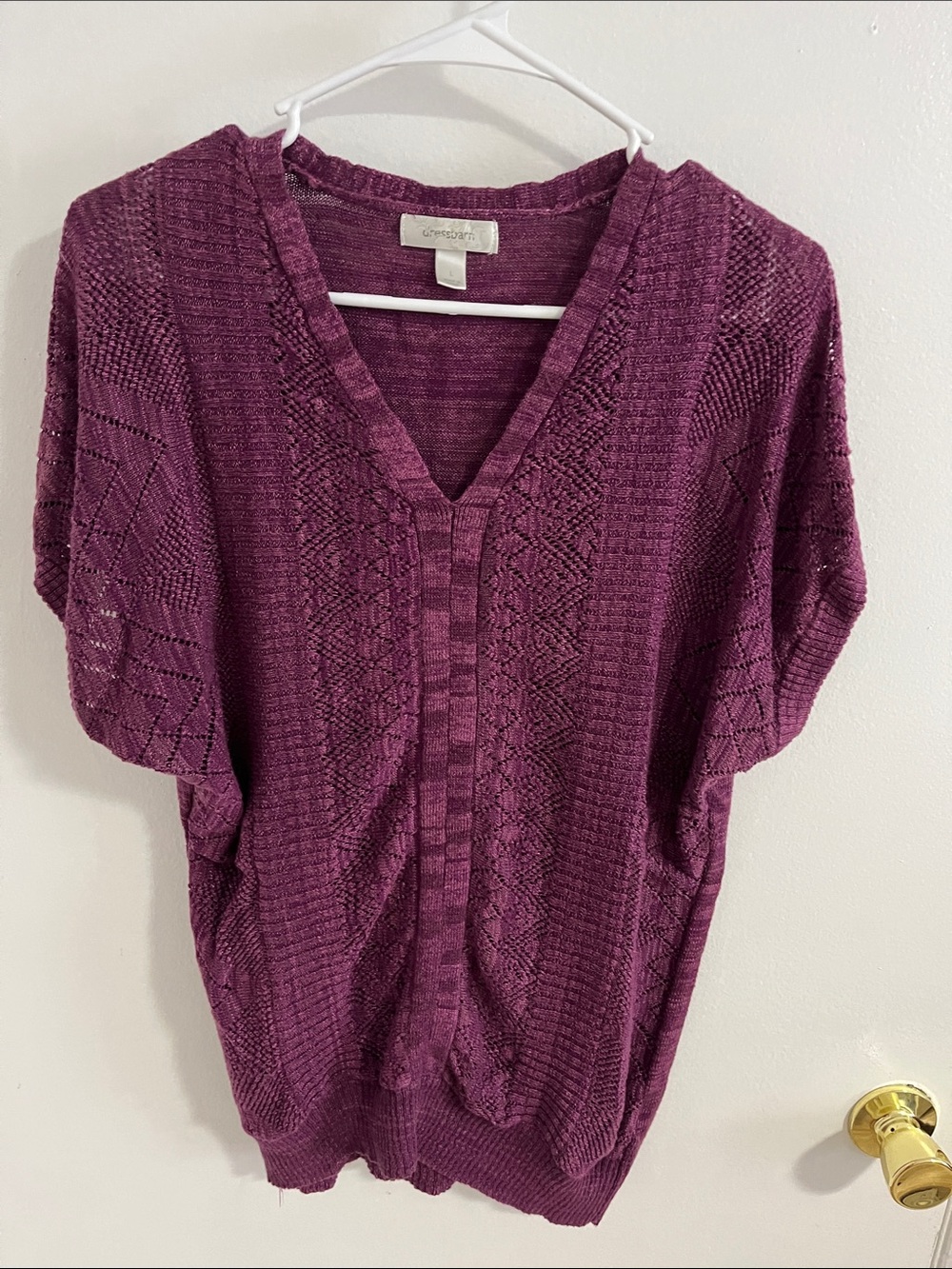 dressbarn Deep Plum V-Neck Knit Sweater